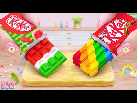 Rainbow KITKAT Cake Challenge💘How to Make Miniature Rainbow Vs Watermelon Cake🌈Pipi Yummy Cake