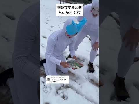 雪遊びする時ちいかわな奴 #旅男#ちいかわ#ハチワレ