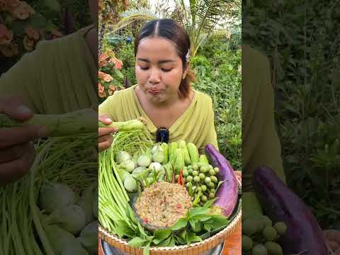 Eating village traditional food vegetables #siscookingtv #mukbang #makbangtv #jingeatingtv #eating