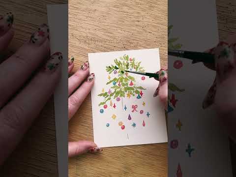 Whimsical watercolor tree for day 8! Inspired by the grinch but with a vintage spin