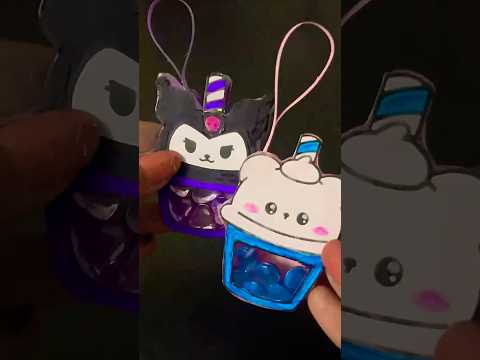 💙DIY Kuromi and Cute Bear Boba Tea Keychain💜✨ #cute #keychain #diy #easy #papercrafts #kuromi