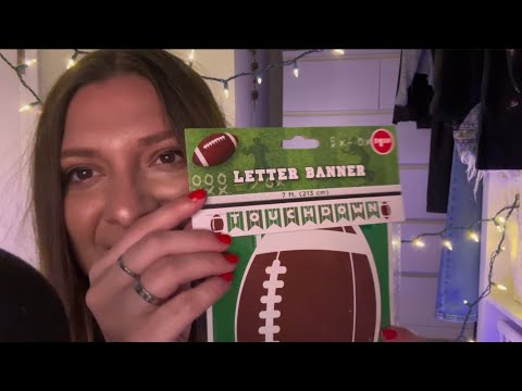 ✨ASMR✨Dollar Tree 💵🌳and Walmart haul 🌟Featuring 🏈💚Super Bowl❤️🏈 Items 🌟