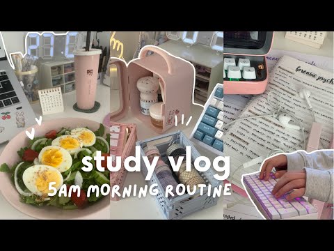 Study vlog ☁️ pinterest girl, Waking up at 5am, note taking, notion tour, skincare, ft. Notion