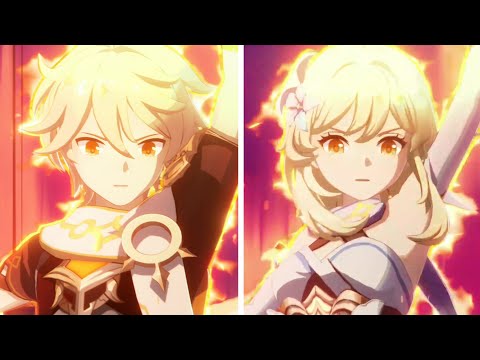 Lumine and Aether Natlan Cutscene Side by Side Comparison