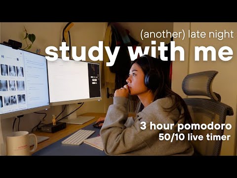 3 HOUR STUDY WITH ME | med school exam, late night studying 🌙  :) 50/10 pomodoro