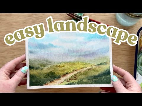 Country road landscape - watercolor tutorial