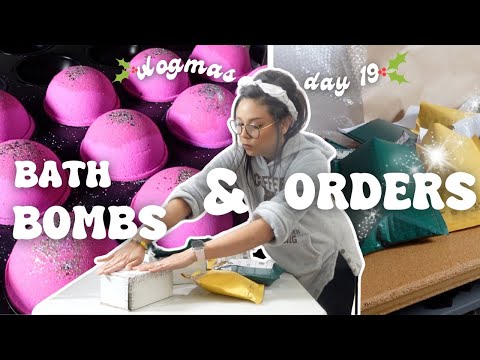 Productive Soap Studio Vlog: shipping orders, making bath bombs and a bath bomb demo! Vlogmas Day 19