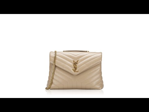 Saint Laurent Calfskin Y Quilted Monogram Loulou Medium Shoulder Bag Nude Powder