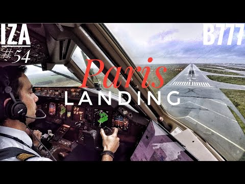 B777 WINDY LANDING Paris CDG 4K | Cockpit View | ATC & Crew Communications @InZeAir84