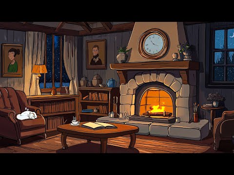 nostalgia oldies playing in another room at 1940s cozy winter cottage | oldies music for relaxation