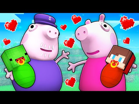 JJ and Mikey Were Adopted By PEPPA PIG  FAMILY in Minecraft! - Maizen