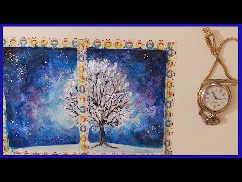 Making Christmas Card with Kid's Art Supplies | Mixed Media