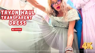 TRANSPARENT GLAM DRESS TRYON HAUL IN A SHOPPING MALL || SEE THROUGH SHEER FABRICS #trending #fashion