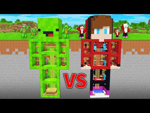 JJ's RICH vs Mikey's POOR Secret Underground Base Batte in Minecraft - Maizen