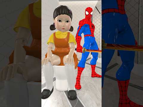 Siêu nhân nhện🕷️Spider-Man challenges cutting fruit in the toilet vs Squid game #spiderman #spider