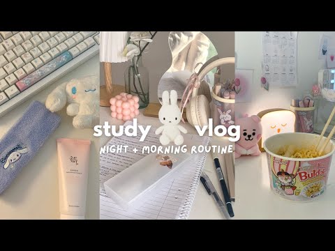 Study vlog🐰night + morning routine, studying, skincare, productive, unboxing keyboard, ft. EdrawMax