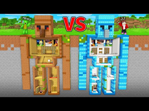 JJ's RICH Golem vs Mikey's POOR Golem Underground Base Battle in Minecraft - Maizen