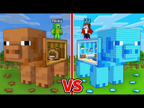 JJ and Mikey: POOR vs RICH Pig Statue Battle in Minecraft - Maizen