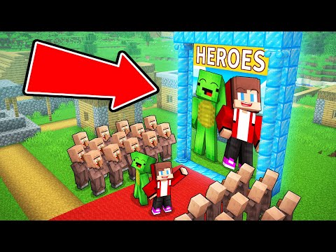 Mikey and JJ Became HEROES in the Village in Minecraft (Maizen)