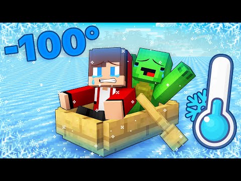 Mikey and JJ Survive in a Frozen Ocean in Minecraft (Maizen)