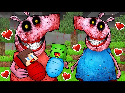 JJ and Mikey Were Adopted By SCARY PEPPA PIG Exe FAMILY in Minecraft! - Maizen