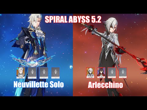 C1 Neuvillette Solo & C0 Arlecchino | Spiral Abyss 5.2 | Genshin Impact