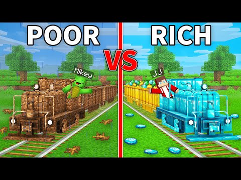 JJ's RICH Train vs Mikey's POOR Train Build Battle in Minecraft - Maizen