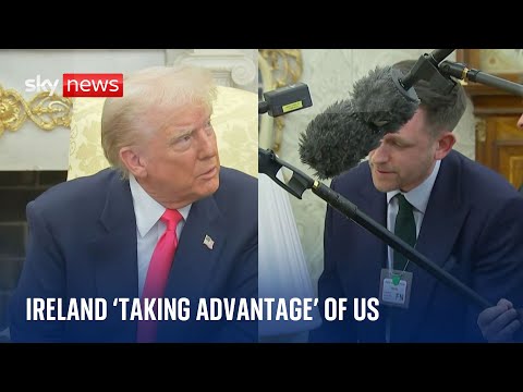 Donald Trump tells Sky News Ireland is 'taking advantage of US' as Irish PM looks on