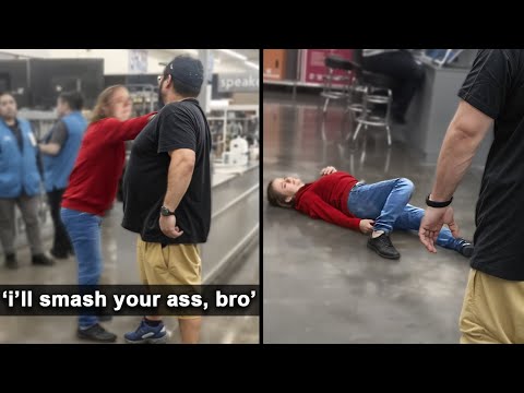 Toxic Woman Slaps A GIANT Man Then Gets Her A$$ WHUPPED...