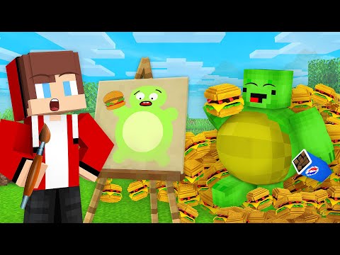 JJ and Mikey Use DRAWING MOD to BECAME FAT in Minecraft! - Maizen