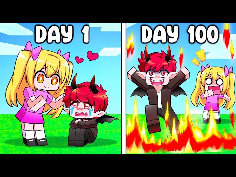 100 DAYS with DEMON FRIEND in MINECRAFT!