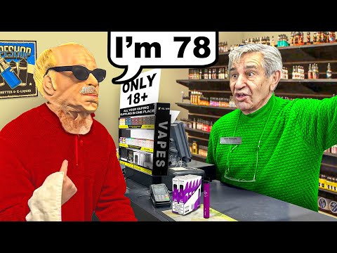 Buying Vapes With Old Man Mask