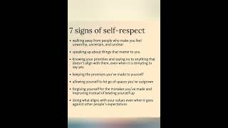 7 Signs of self respect #smartliving #beingpowerful #intelligence #psychology #earnrespect