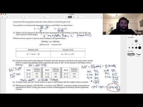 AP Chemistry Long Answer Question 5 (Fulminic Acid)