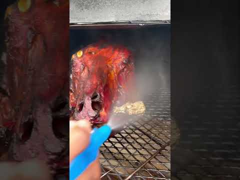 Smoking a cow head for birria tacos🌮 #tiktok #foodblogger #foodie #foryou #bbq #viral #foryourpage