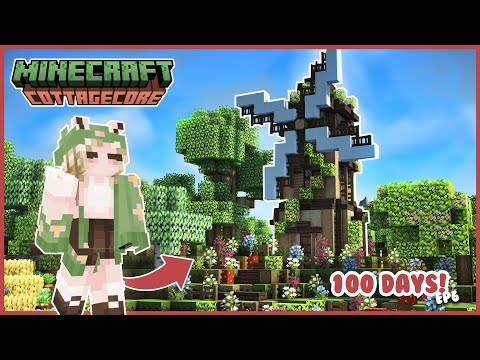 🍂 I built a Cottagecore Windmill & Flower Fields in my 100 Days of Cottagecore Minecraft World! 🍄