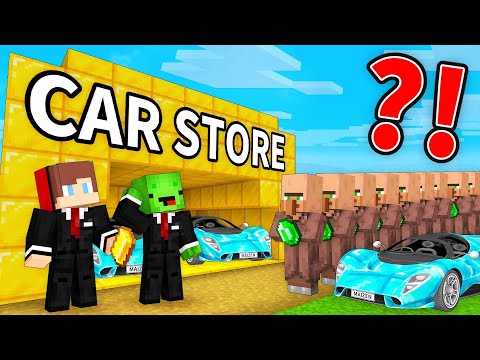 JJ and Mikey Open RICH CAR SHOP in Minecraft - Maizen