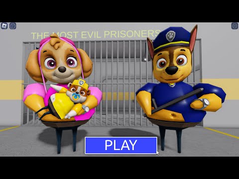 PAW PATROL! SKYE WITH BABY RUBBLE! PRISON RUN BARRY! #Roblox #obby