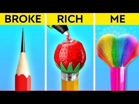 SUPER RICH VS RICH VS BROKEDRAWING CHALLENGE || Easy Tricksby 123GO!