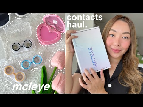 MCLEYE Colored Contact Lenses 🧸 [ Aesthetic Unboxing & Try-On ] 🎀👀