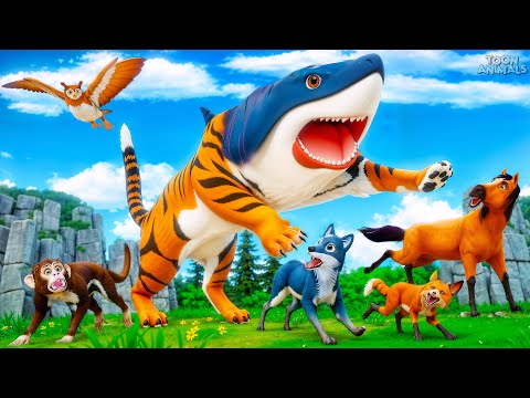 Giant Tiger Shark Strikes! Can Monkey & Fox Save the Forest Animals in This Epic Adventure?