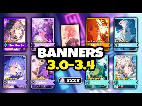 NEW UPDATE! CHARACTER BANNER ROADMAP FOR 3.0-3.4 ALONG WITH RERUNS - Honkai: Star Rail