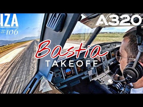 A320 BIA 🇫🇷 Bastia | TAKEOFF 34 | 4K Cockpit View | ATC & Crew Communications [RE UPLOAD]