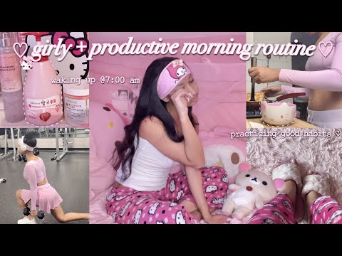 7am girly morning routine ♡ working out, cooking, productive era ౨ৎ