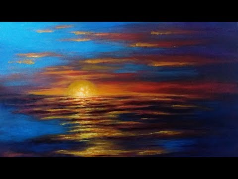 Sunset - Adding Watercolors to Acrylic painting | Enhancing my old Art - Speedpainting