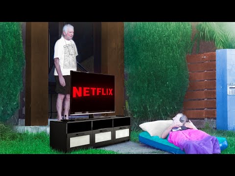 Watching Netflix On Strangers Lawns! PRANK