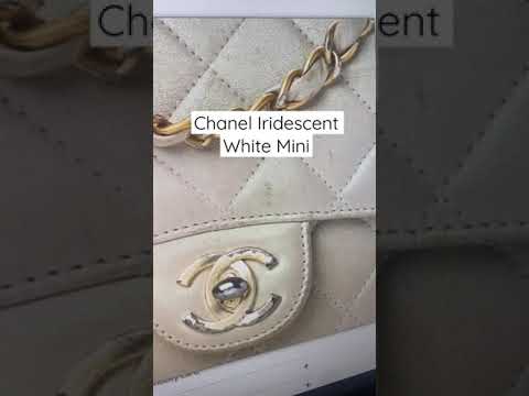 Iridescent Calfskin Quilted Mini Flap White Gone wrong!