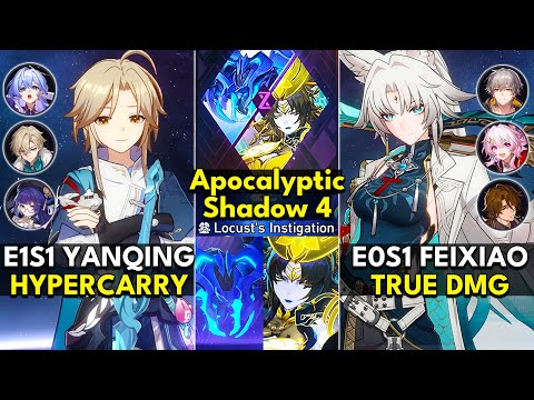 E1S1 Yanqing Hyper & E0S1 Feixiao True DMG | Apocalyptic Shadow Floor 4 3 Stars | Honkai: Star Rail