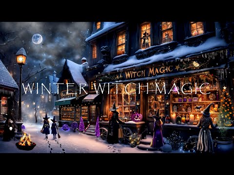 WINTER WITCH MAGIC SHOP AMBIENCE-SPELLS & POTIONS-FALLING SNOW-ENCHANTED MARKET-COZY WINTER SOUNDS