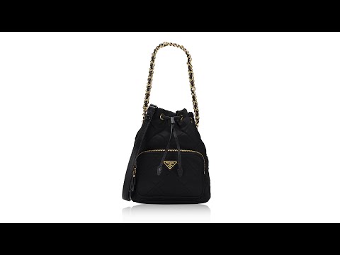 Prada Re-Nylon Saffiano Stitched Re-Edition 1995 Chaine Bucket Bag Nero